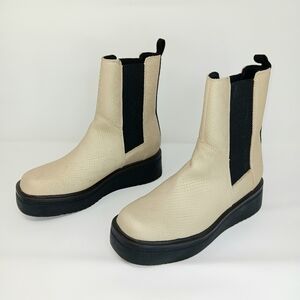 MI.IM Women’s Beige Chelsea Boots 7.5 Platform Chunky Pull-On Grunge Punk